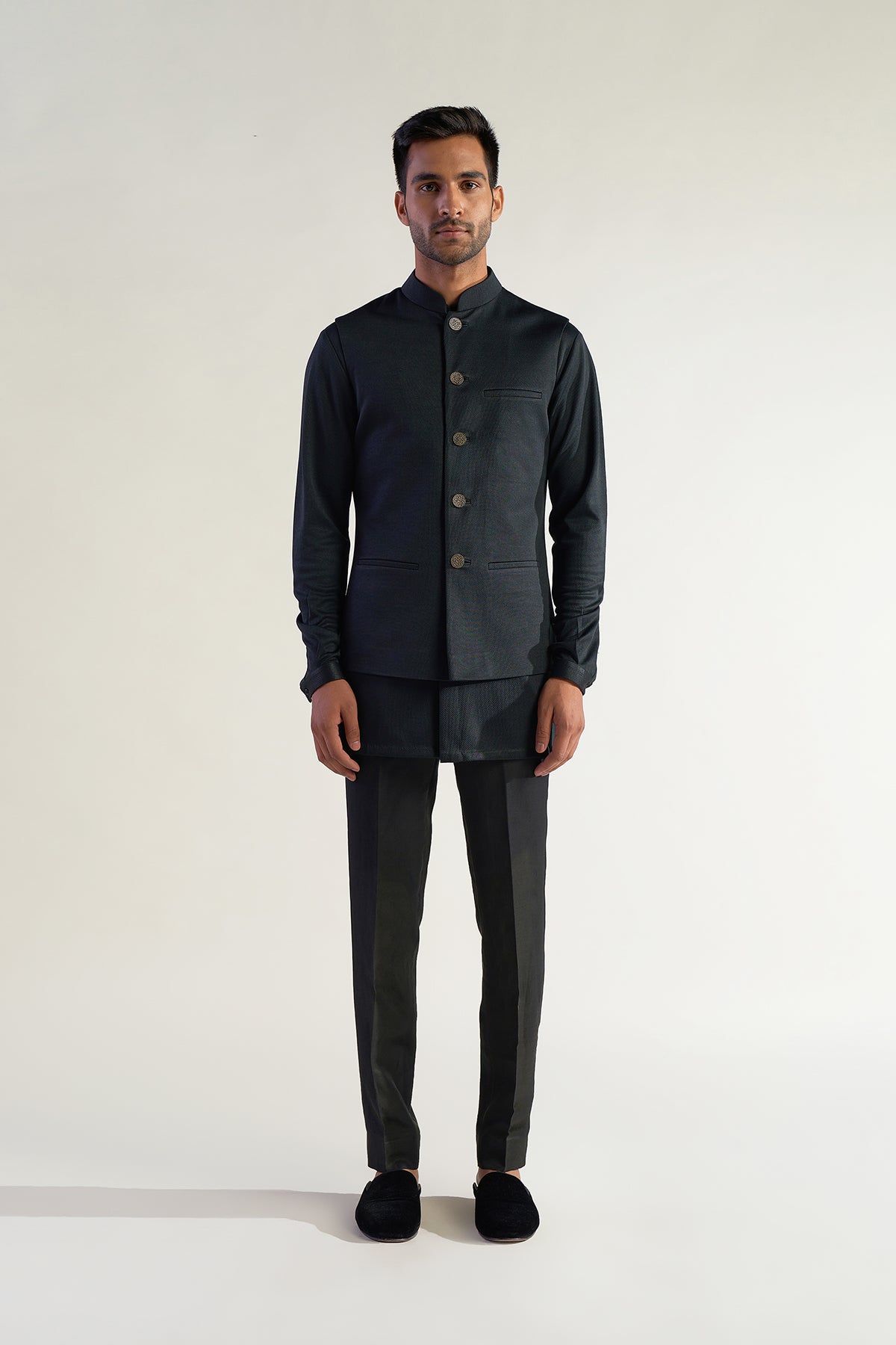 Black Kurta and Bandi Set