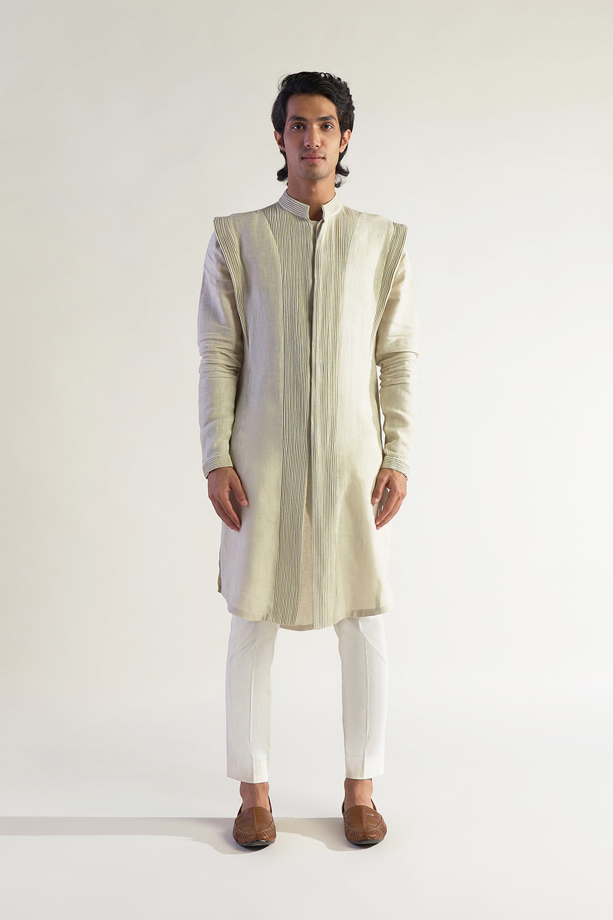 Beige Round Neck Casual kurta
