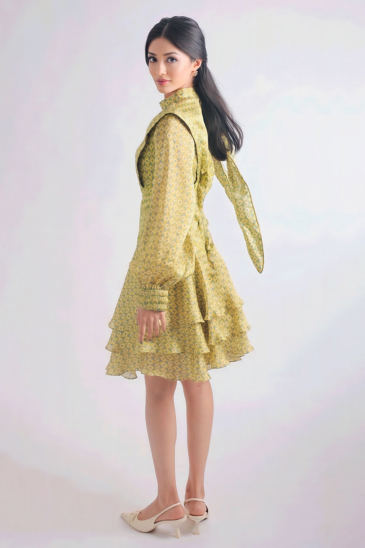 Teir Dress With Ballon Sleeve