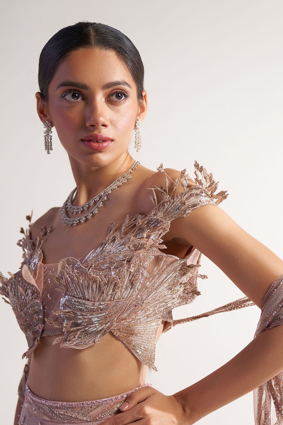 Peach Butterfly Lehenga