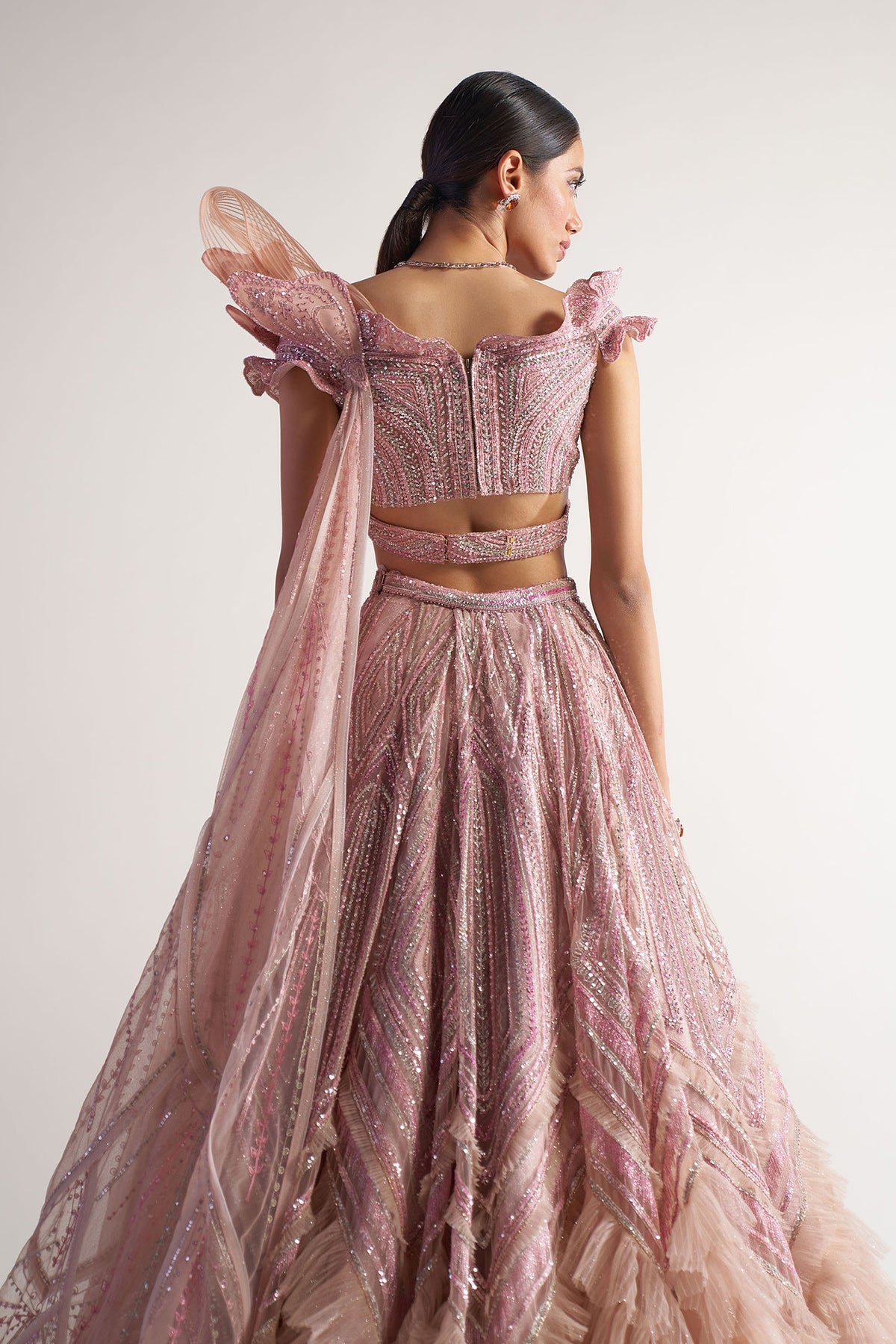 Peach Ruffled Lehenga