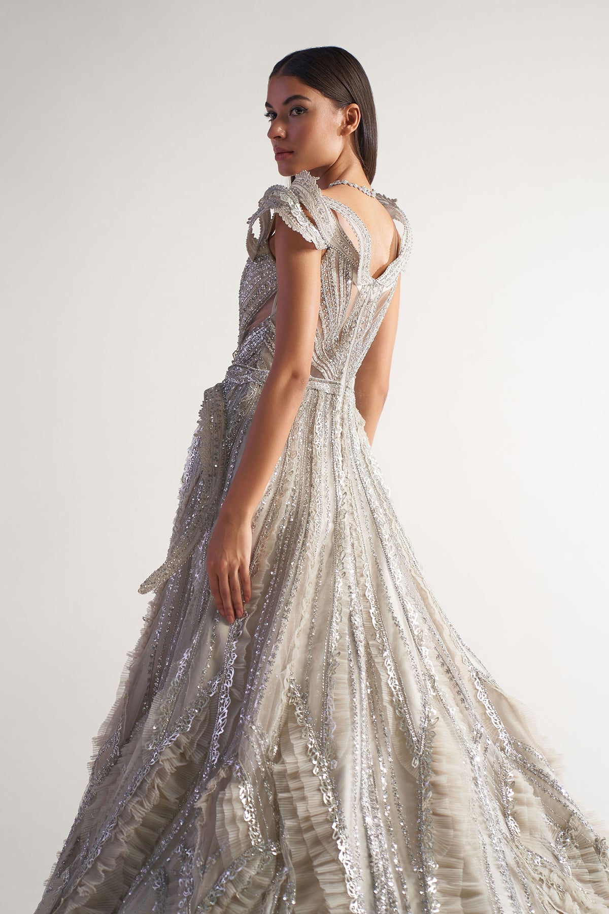 Ivory Frilled Gown
