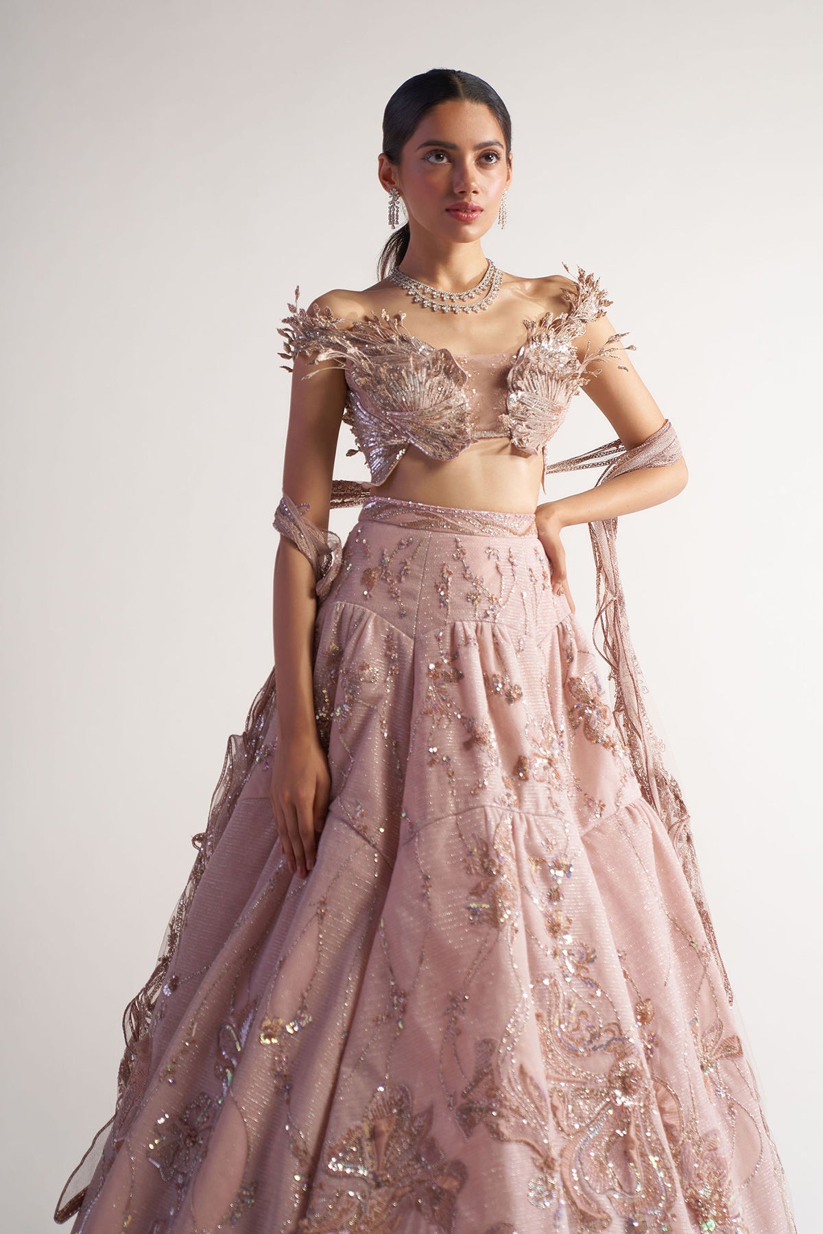 Peach Butterfly Lehenga