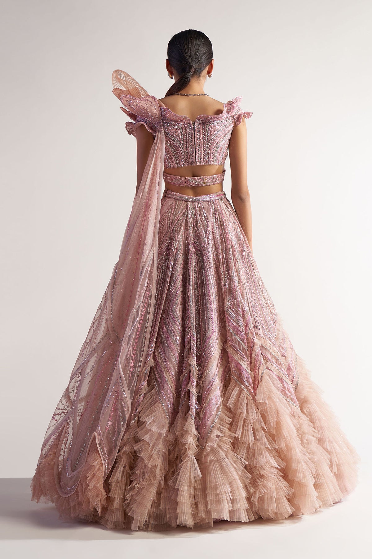 Peach Ruffled Lehenga