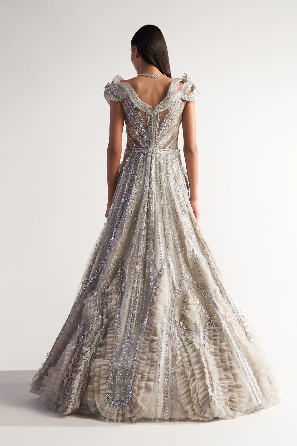 Ivory Frilled Gown