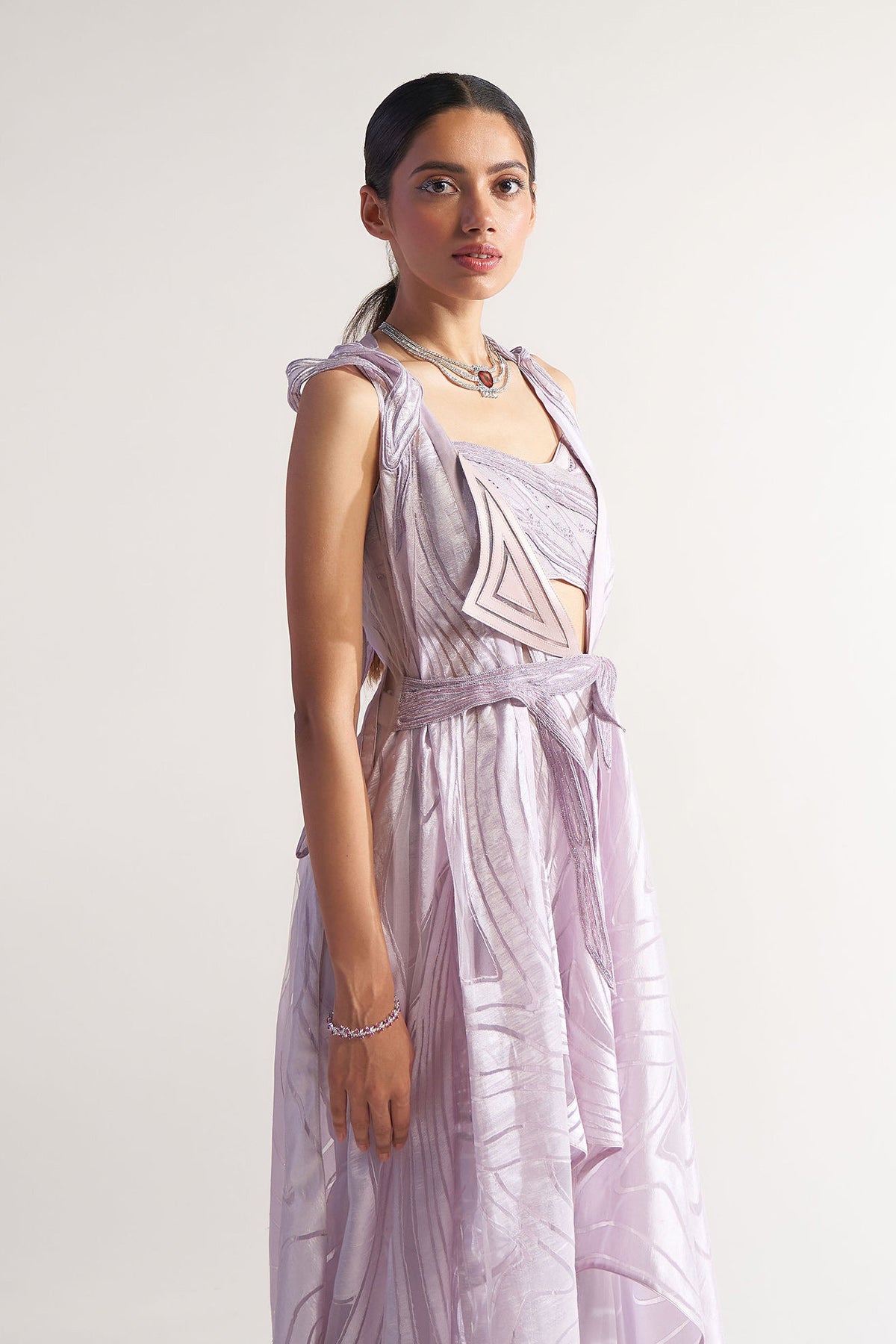 Lilac Appliqued Jacket Set