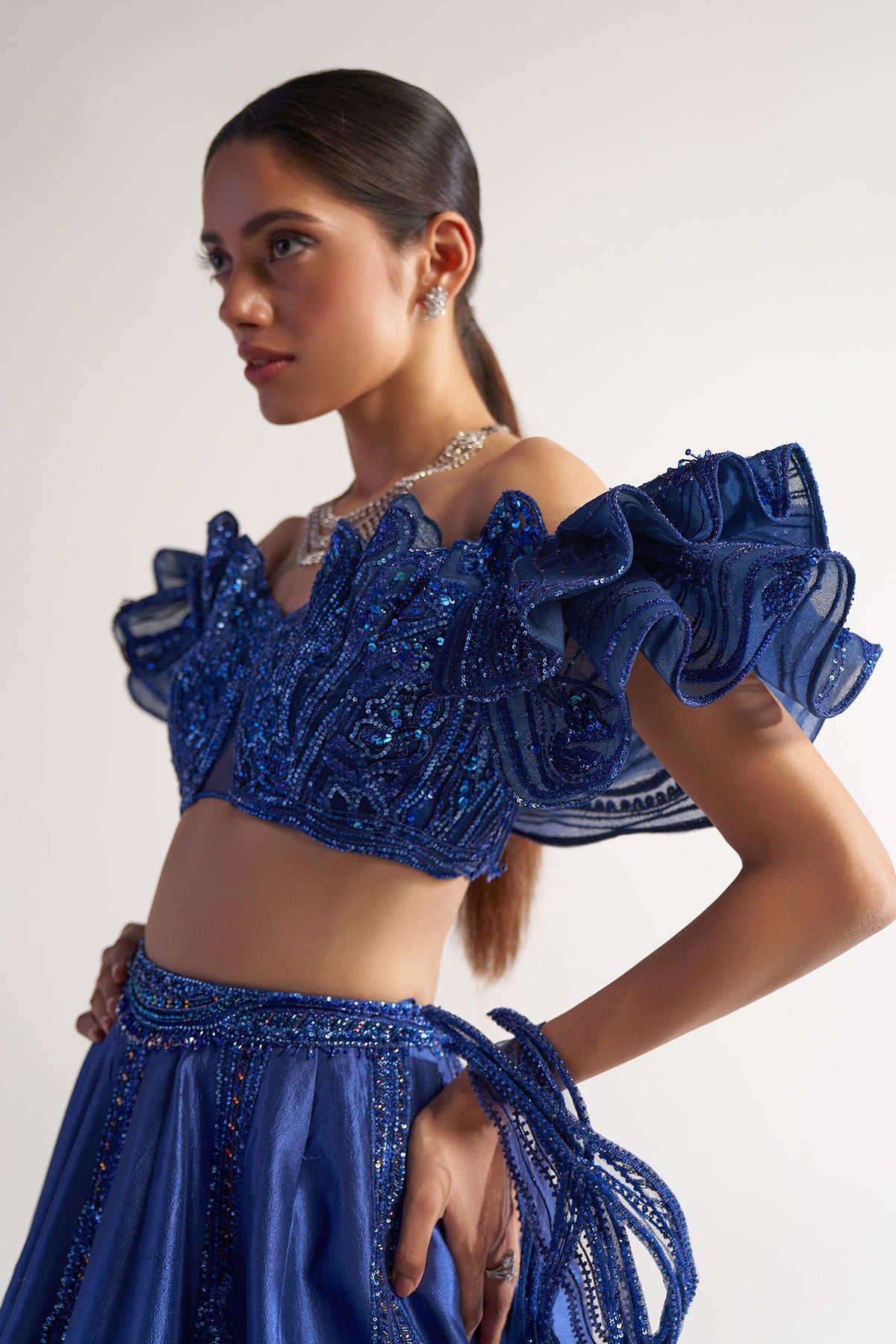 Blue Assam Silk Lehenga
