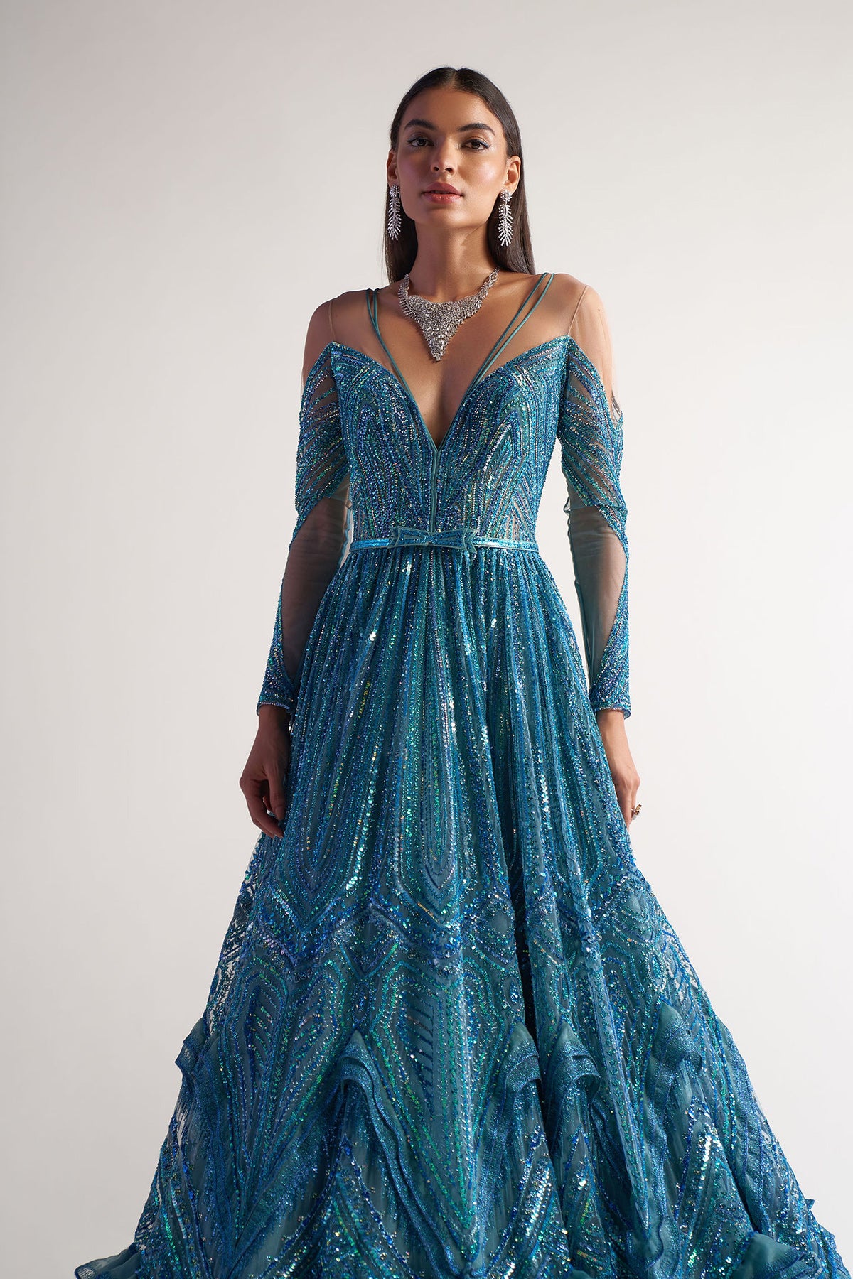 Teal A-Line Gown