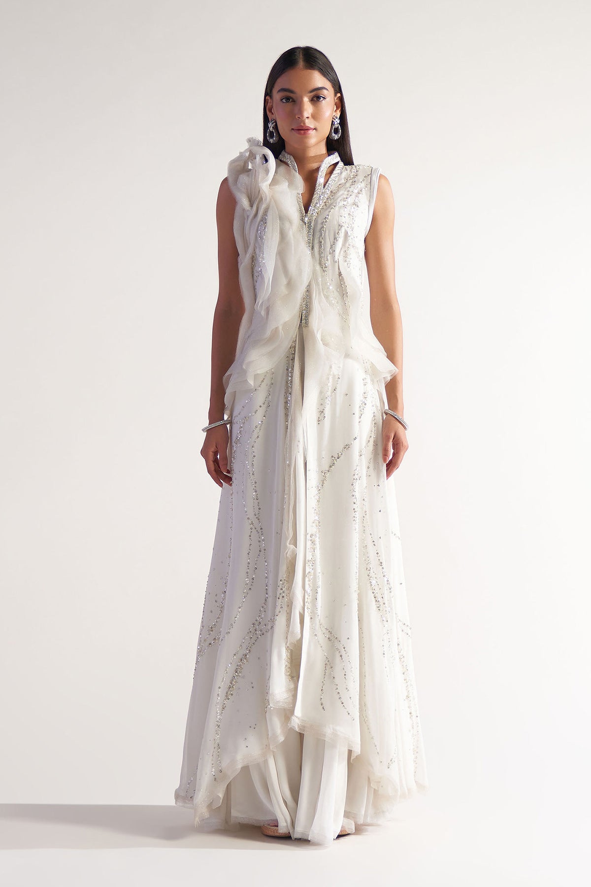 Ivory Jacket With Flared Pants