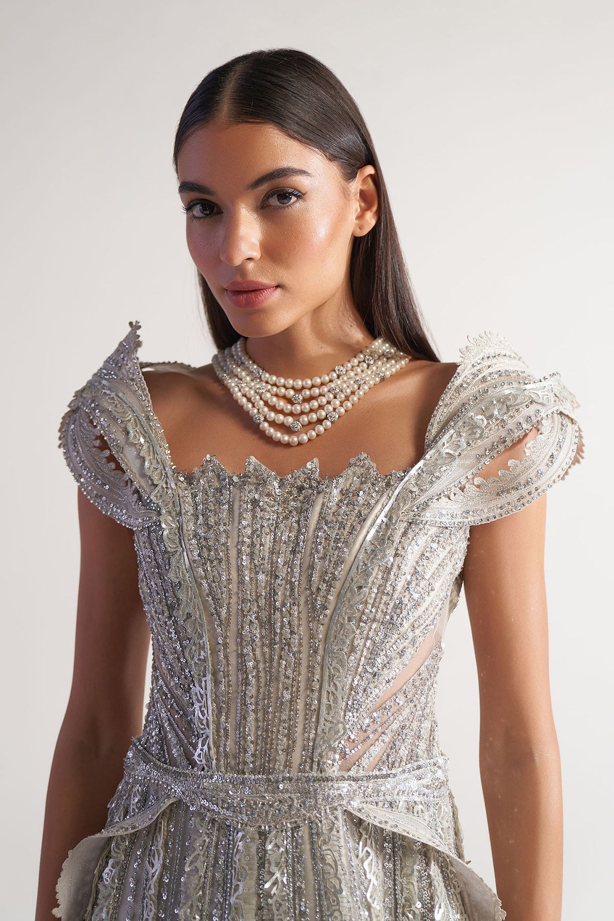 Ivory Frilled Gown