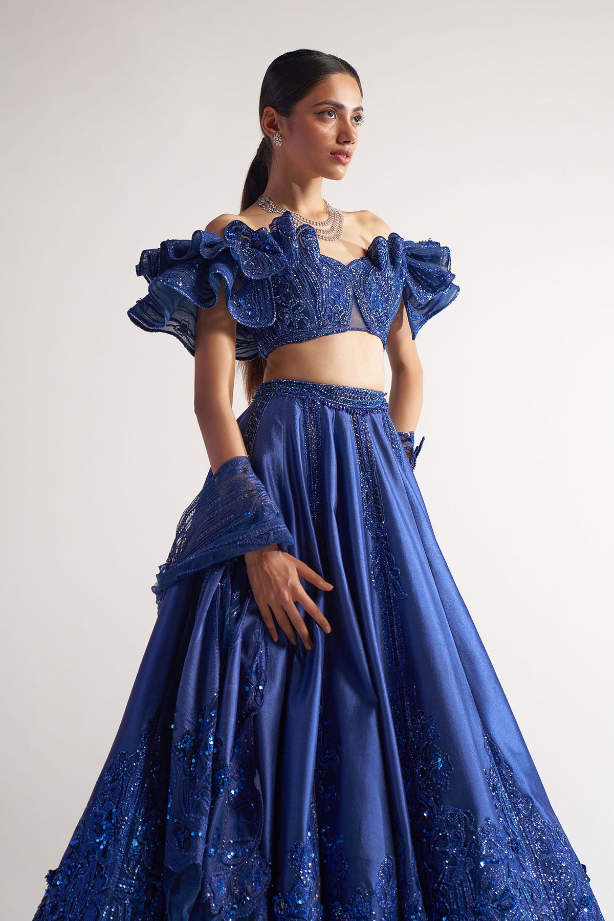 Blue Assam Silk Lehenga