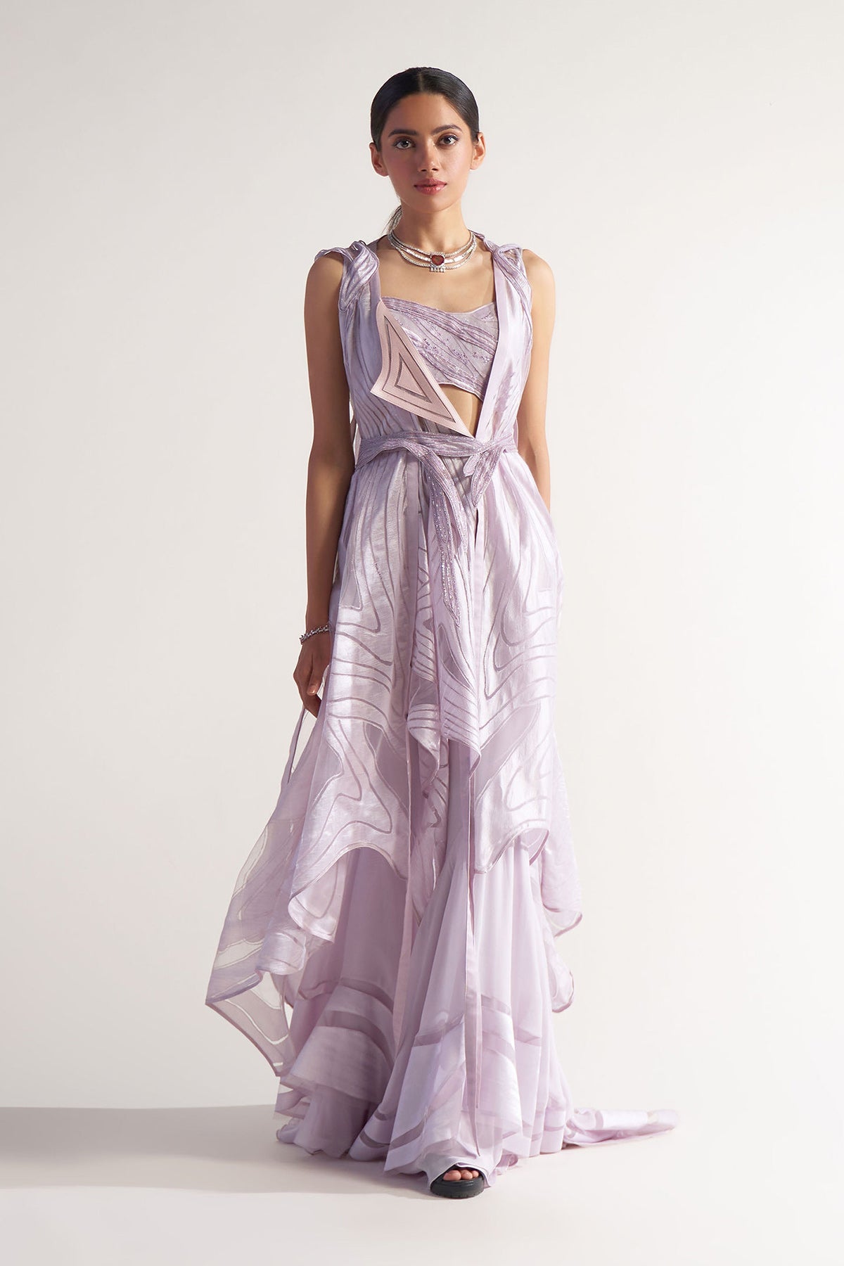 Lilac Appliqued Jacket Set