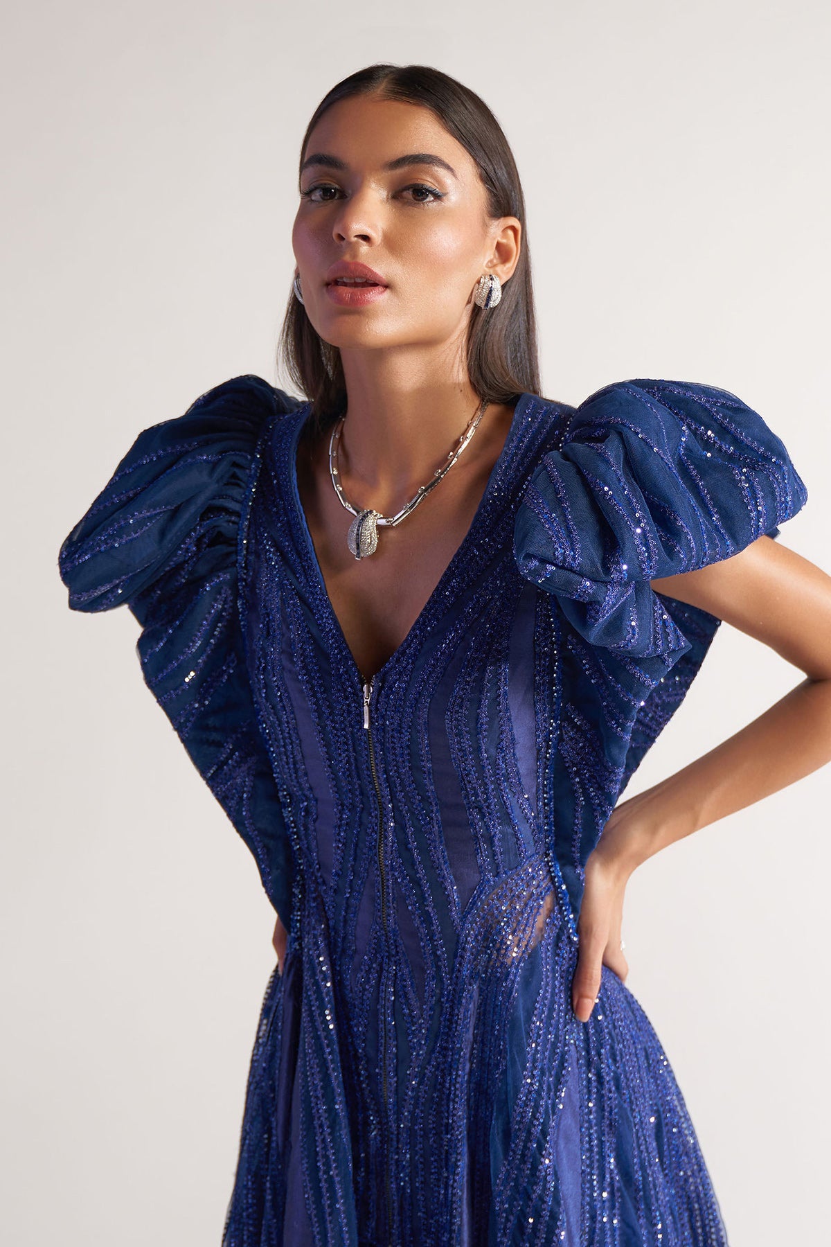 Electric Blue Power Shoulder Jacket