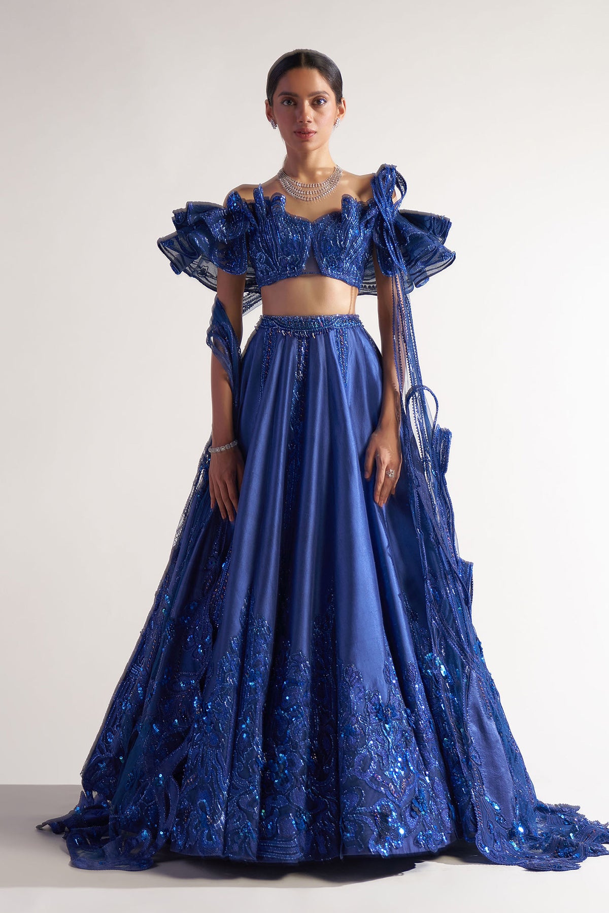 Blue Assam Silk Lehenga