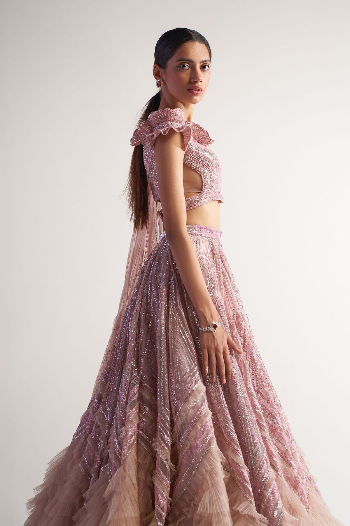 Peach Ruffled Lehenga