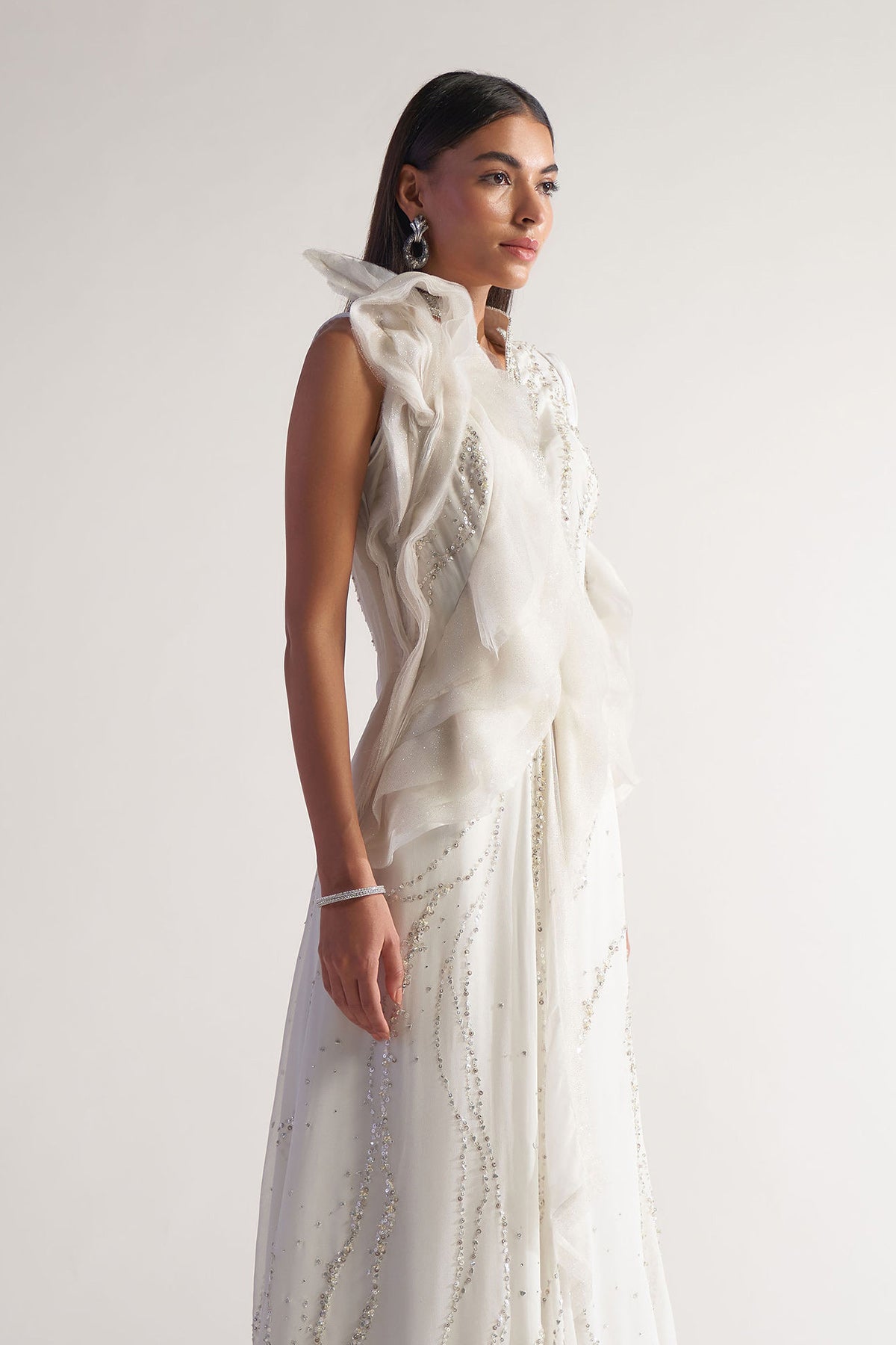 Ivory Jacket With Flared Pants