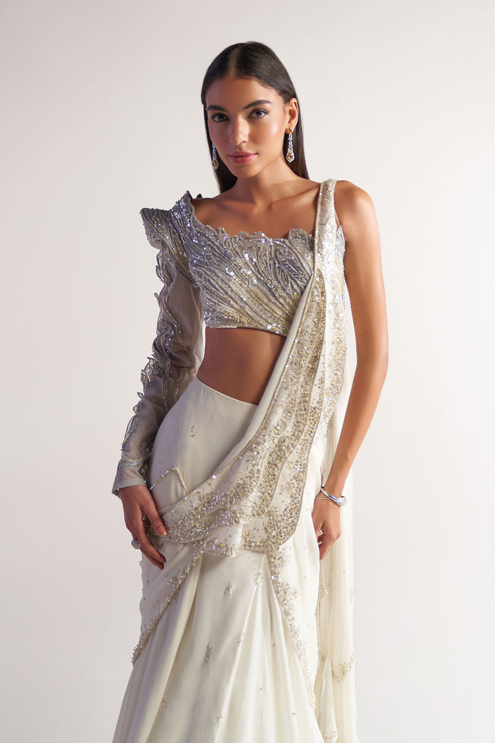 Structured Ivory Drape Ivory Dramatic Drape