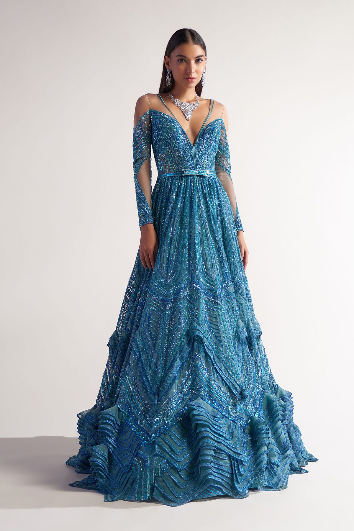 Teal A-Line Gown